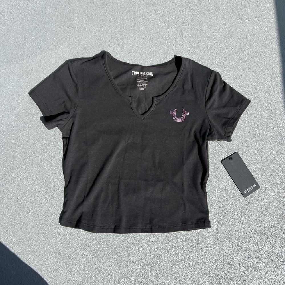 True Religion Black V-Neck T-Shirt